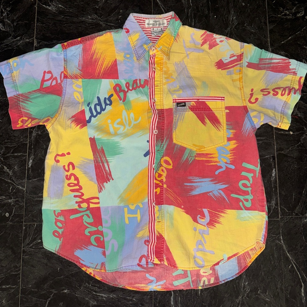 Guess Colorful Brushstroke Men's Shirt